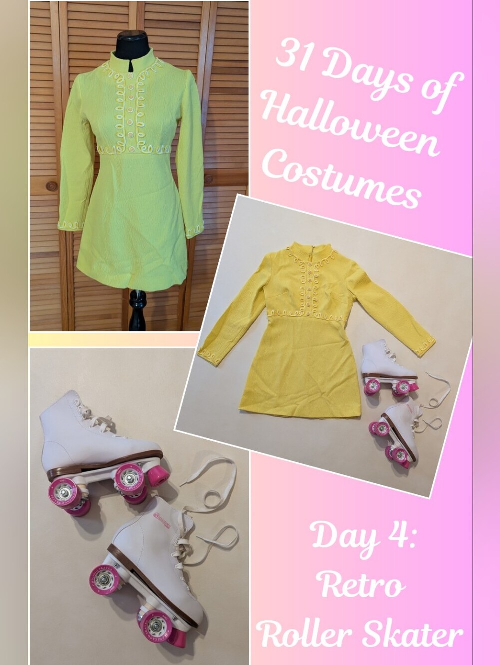 31 Days of Halloween Costumes Day 4 Retro Roller Skater With Yellow Mini Dress